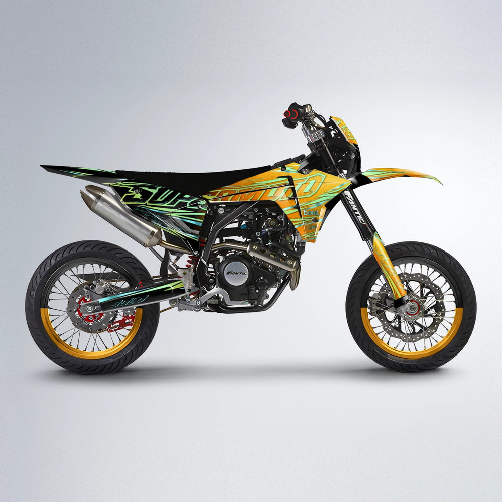VELOCITY Fantic supermoto graphics kit in Orange & Yellow