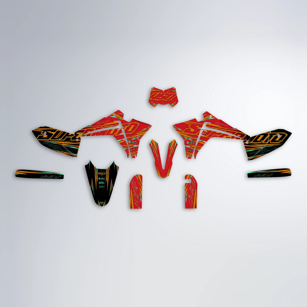 VELOCITY Fantic graphics kit parts layout in Red