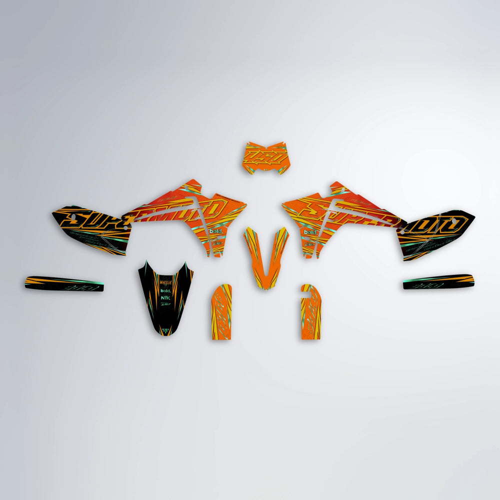 VELOCITY Fantic graphics kit parts layout in Red & Orange