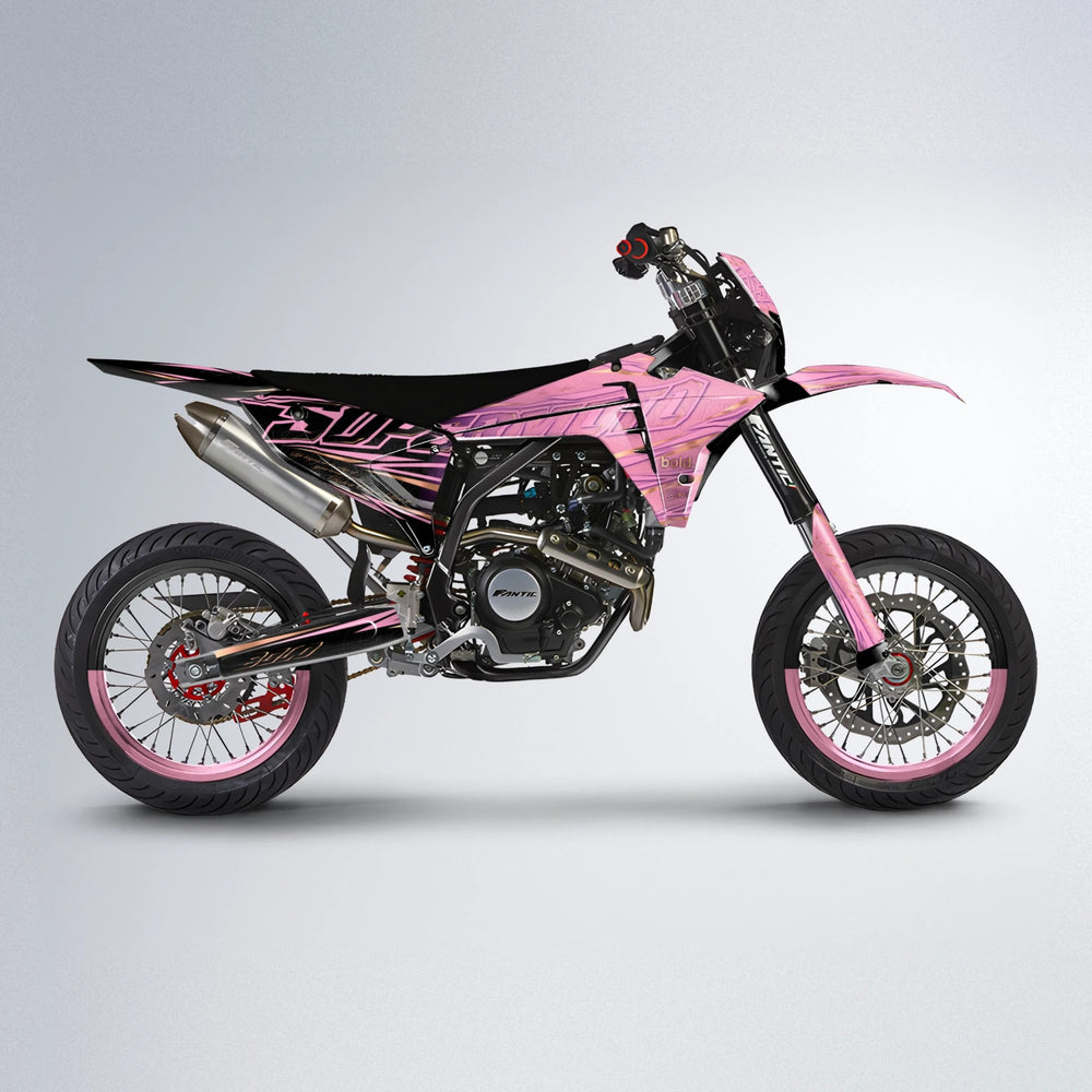 VELOCITY Fantic supermoto graphics kit in Sakura Pink