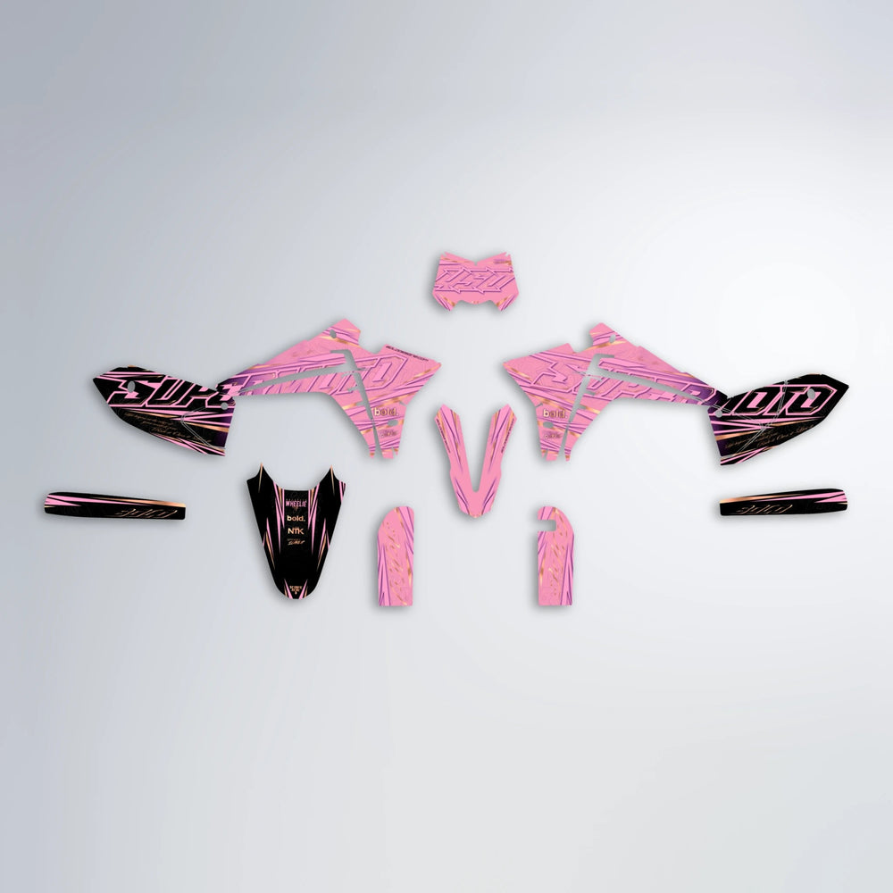 VELOCITY Fantic graphics kit parts layout in Sakura Pink
