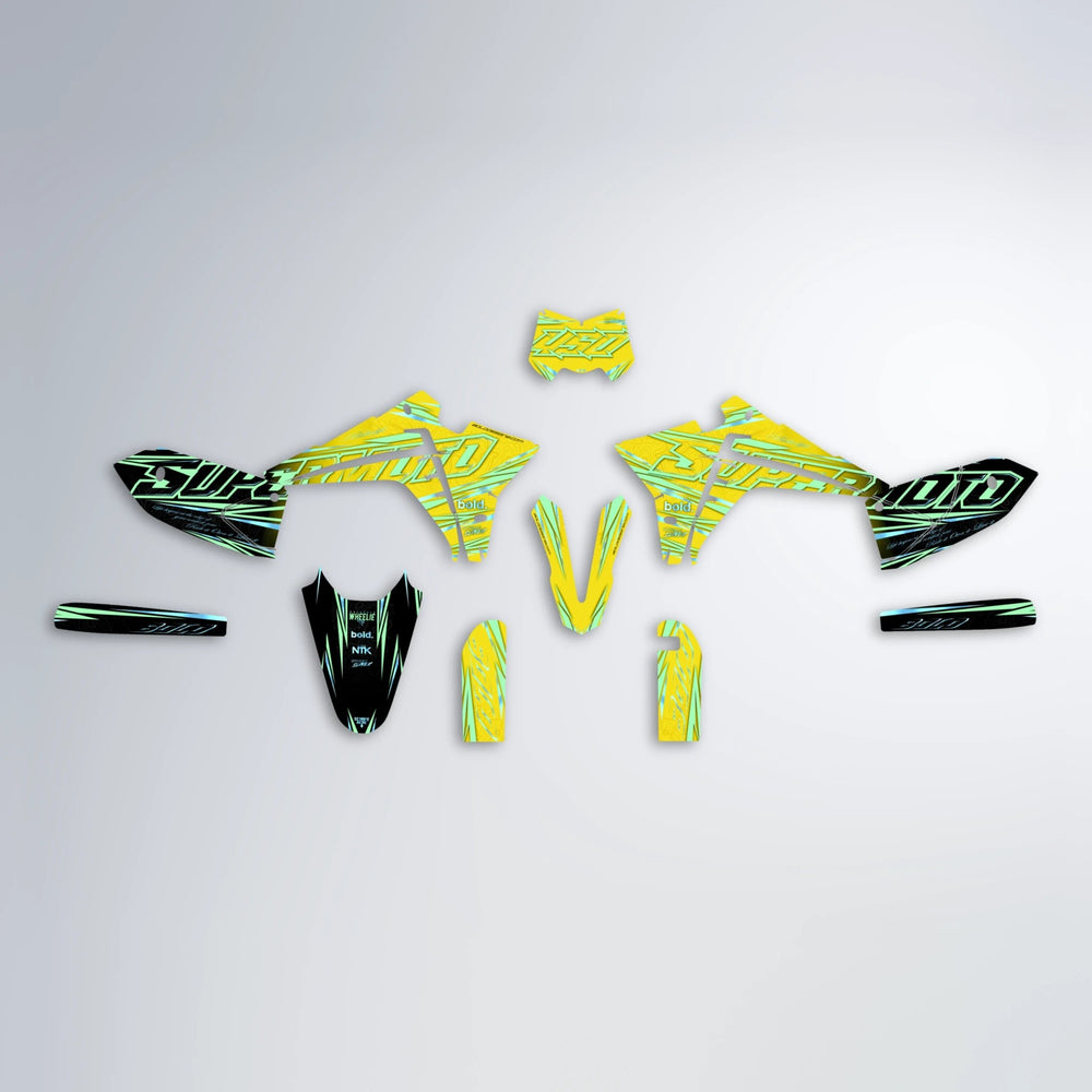 VELOCITY Fantic graphics kit parts layout in Yellow