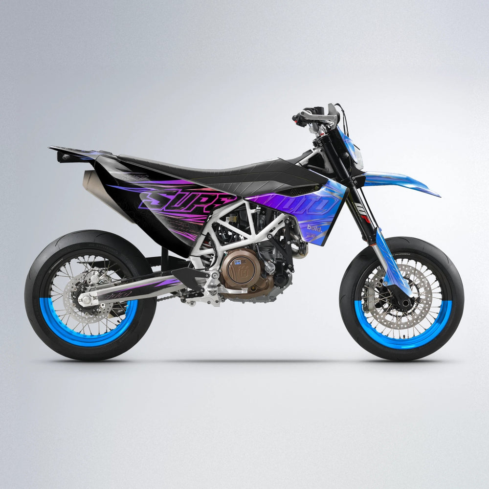 VELOCITY Husqvarna 701 supermoto graphics kit in Blue Purple Fade