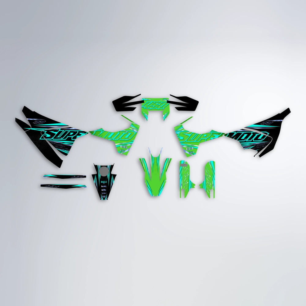 VELOCITY Husqvarna 701 graphics kit parts layout in Green