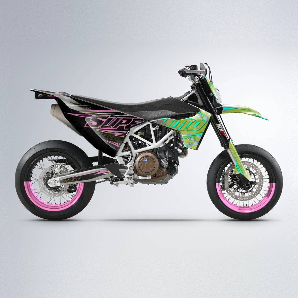 VELOCITY Husqvarna 701 supermoto graphics kit in Purple & Yellow