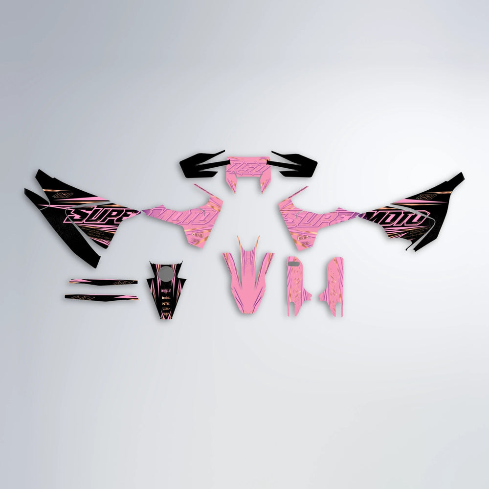 VELOCITY Husqvarna 701 graphics kit parts layout in Sakura Pink