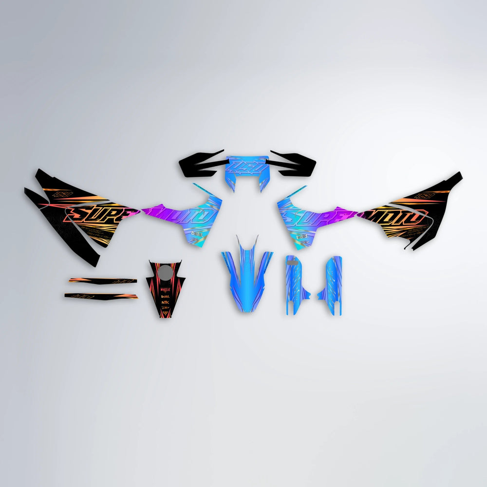 VELOCITY Husqvarna 701 graphics kit parts layout in Sunset Fade