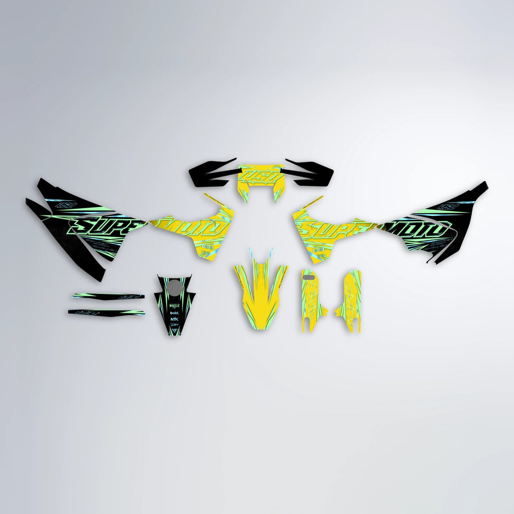 VELOCITY Husqvarna 701 graphics kit parts layout in Yellow