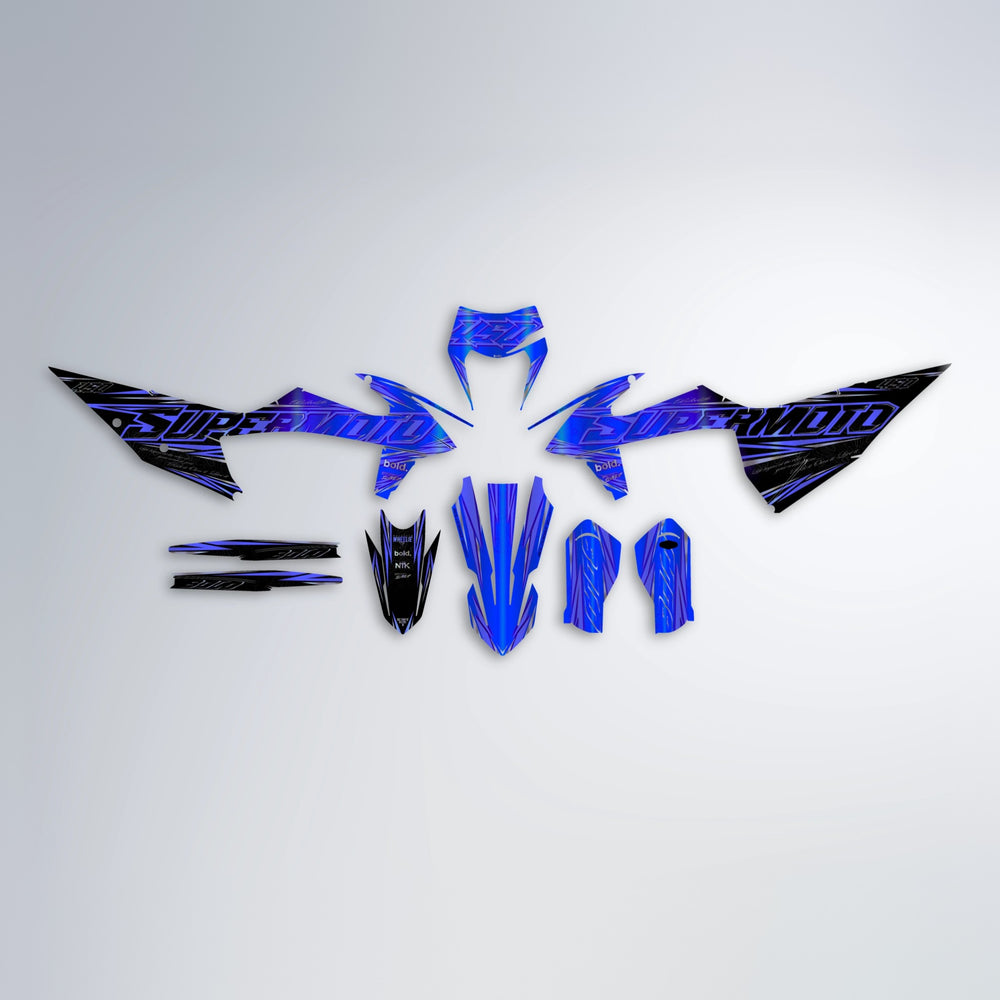 VELOCITY graphics kit parts layout in Blue Chrome