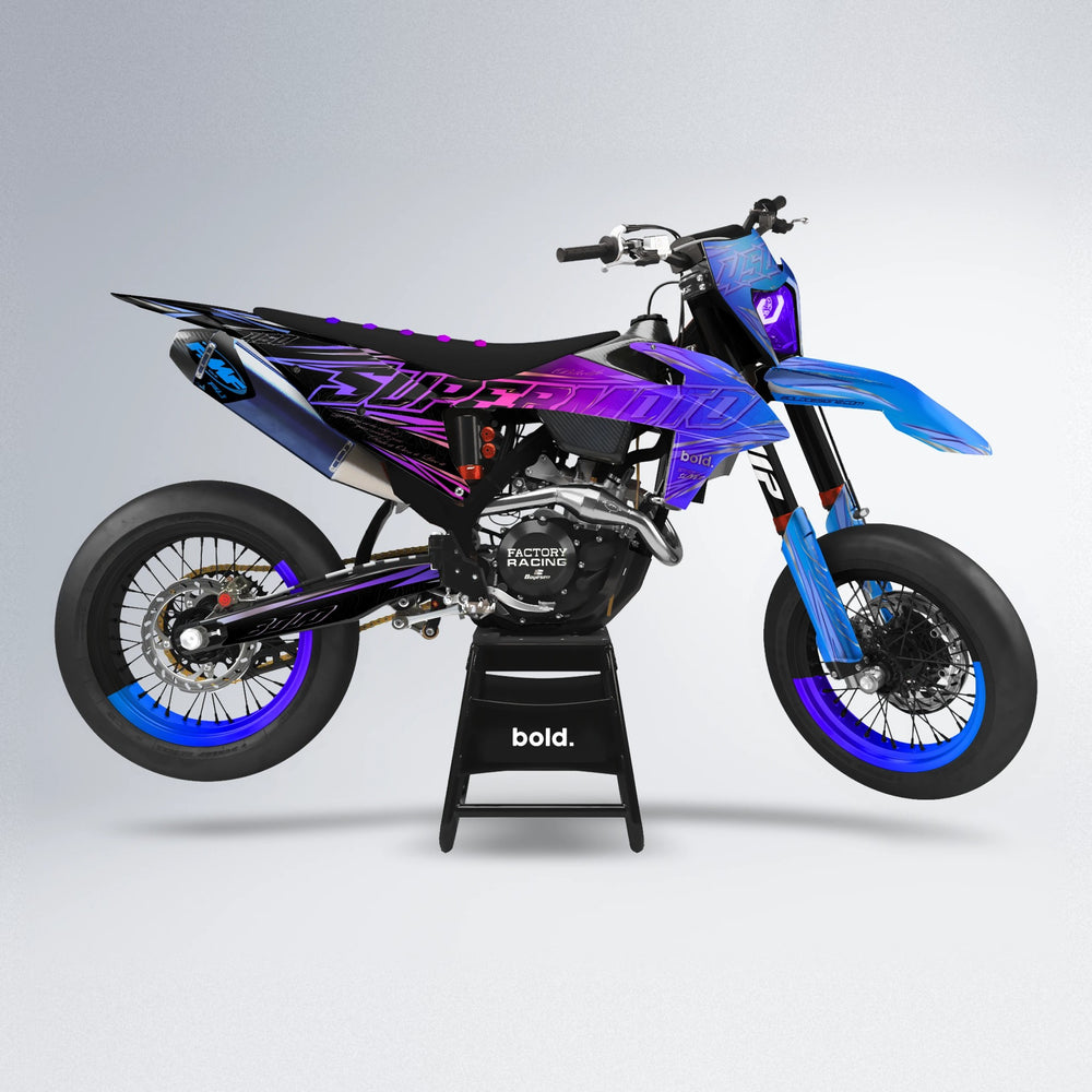 VELOCITY supermoto graphics kit in Blue Purple Fade