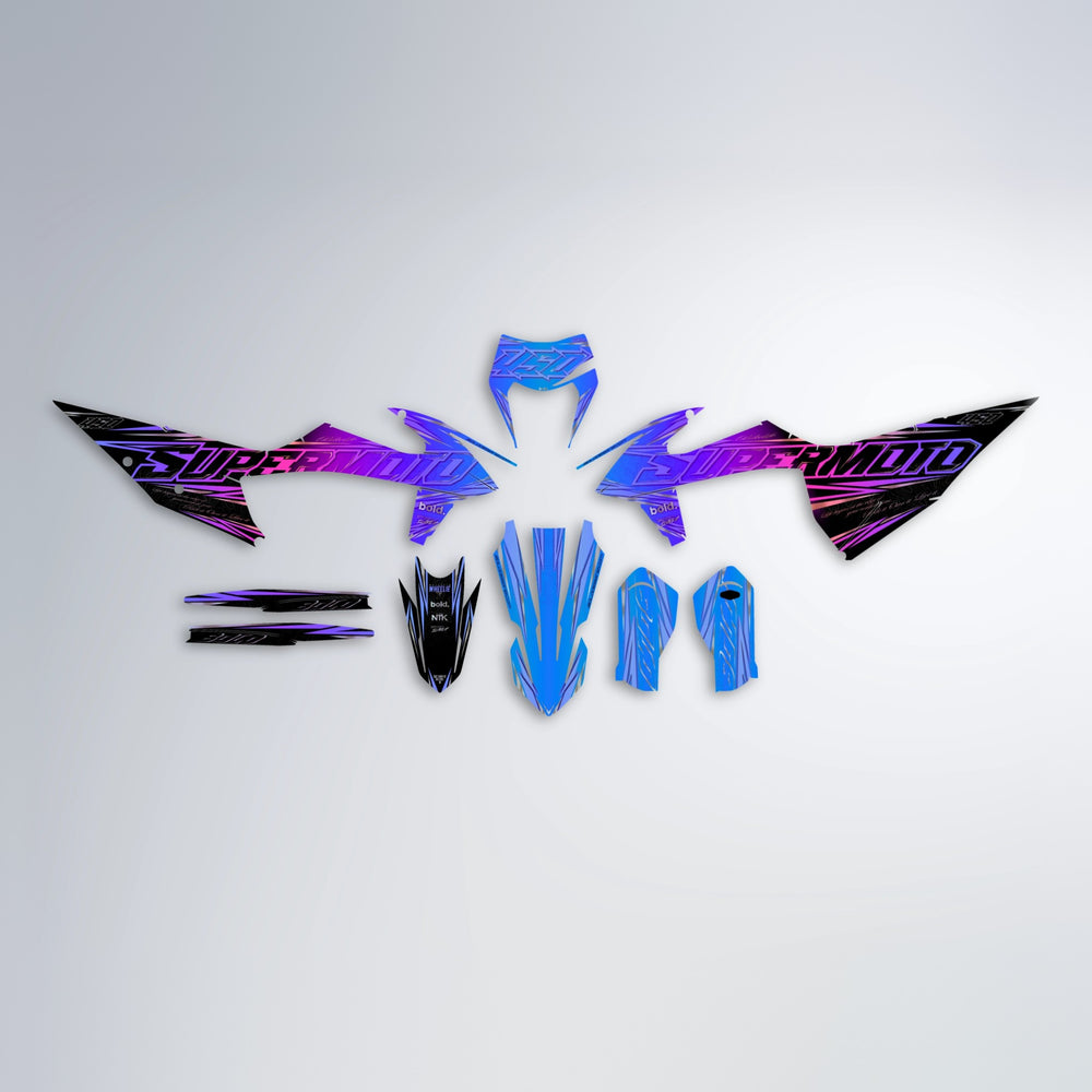 VELOCITY graphics kit parts layout in Blue Purple Fade