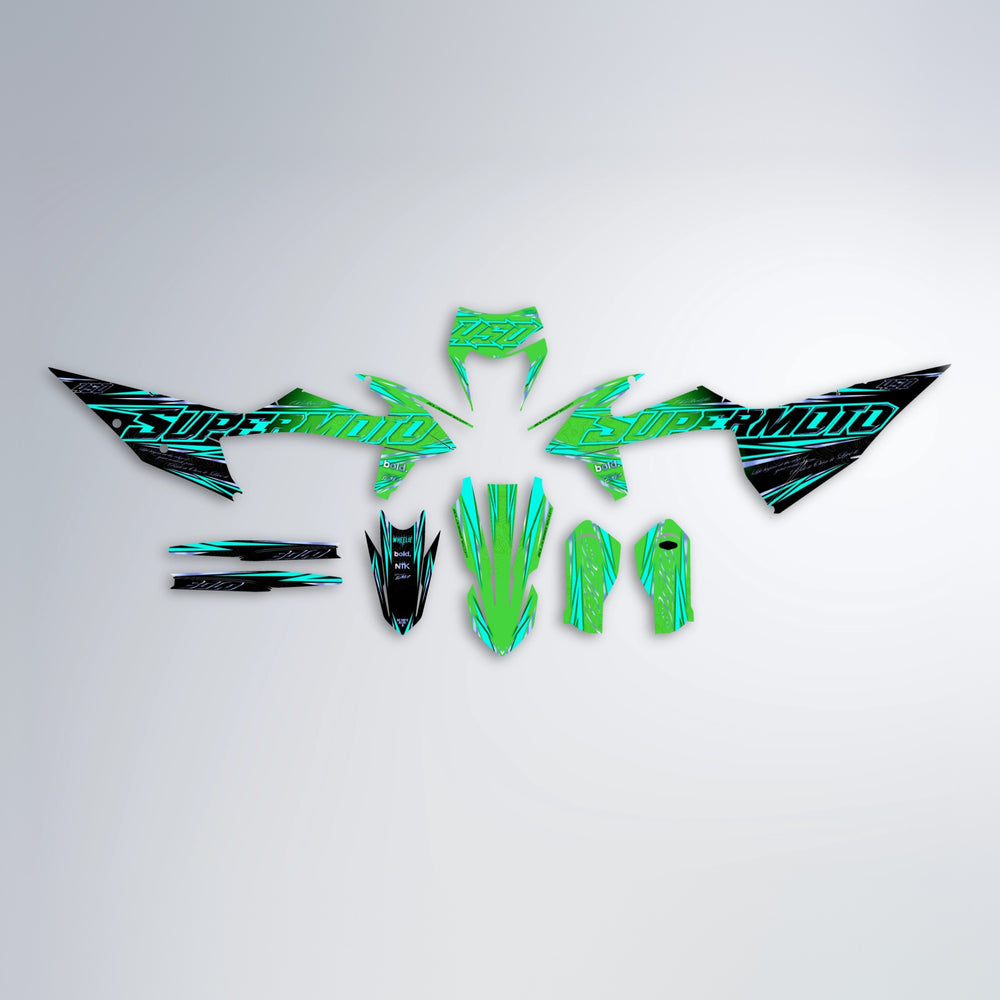 VELOCITY graphics kit parts layout in Green