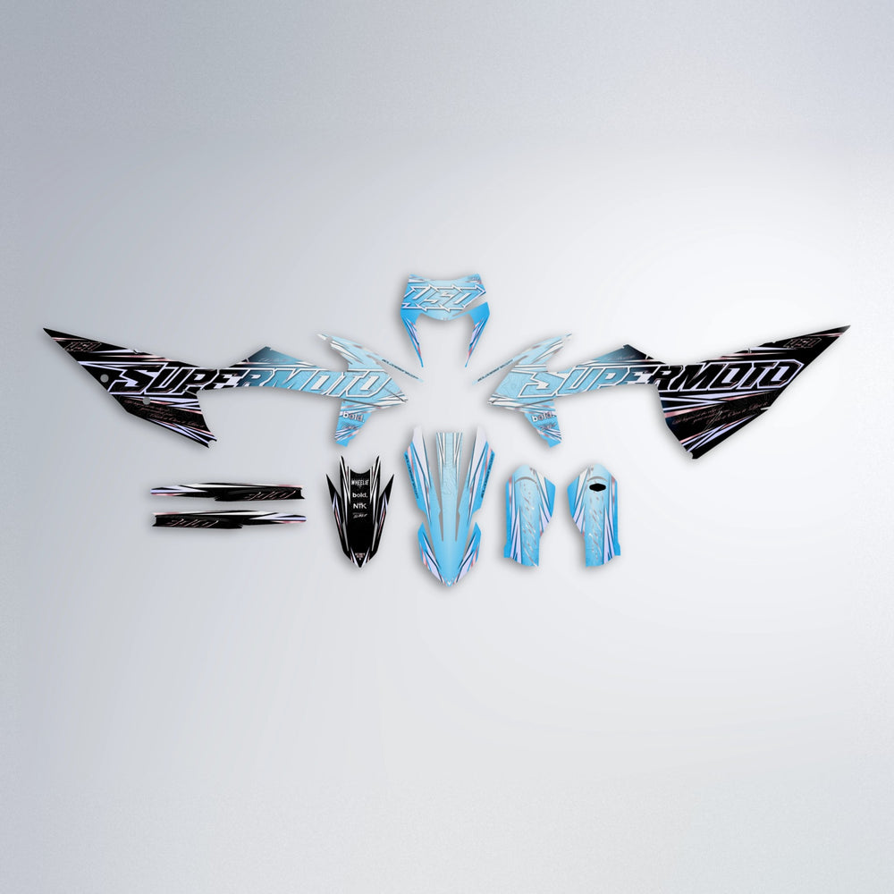 VELOCITY graphics kit parts layout in Light Blue & White