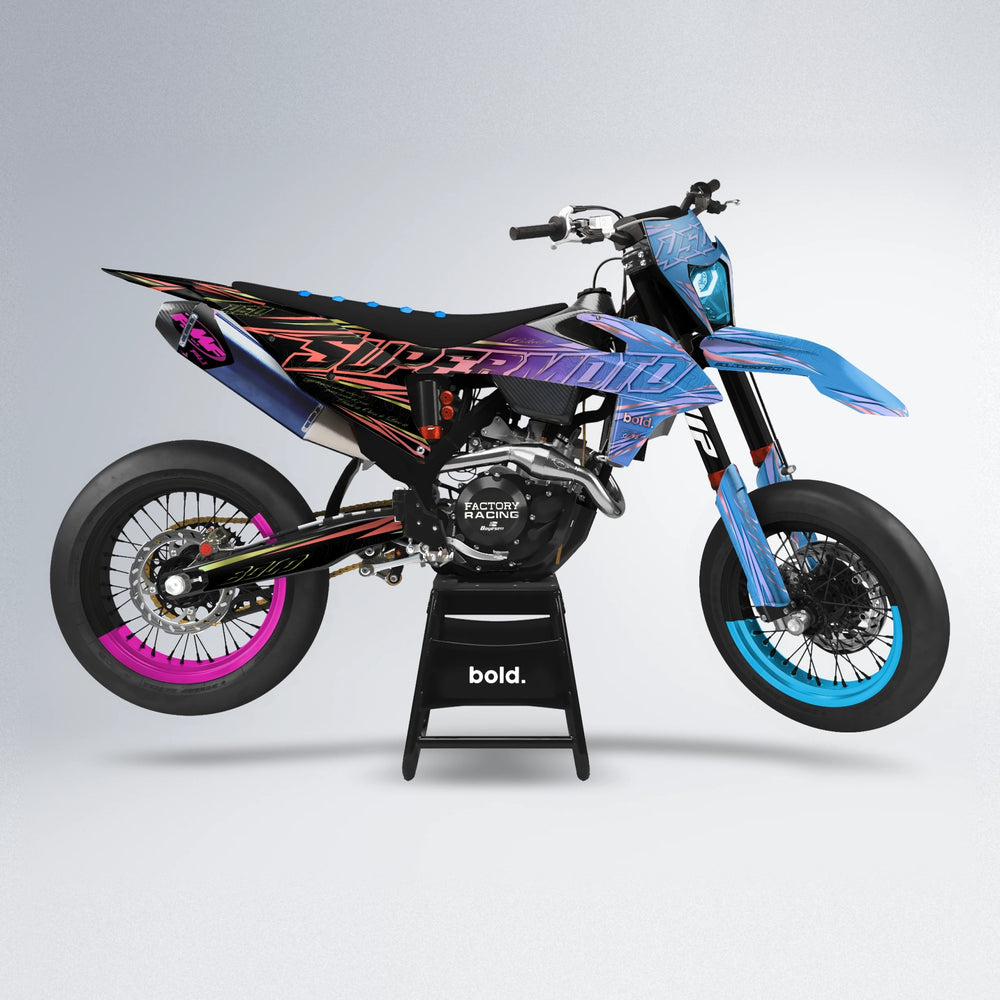 VELOCITY supermoto graphics kit in Pink & Light Blue