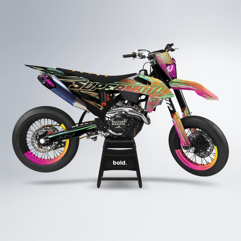 VELOCITY supermoto graphics kit in Pink & Yellow