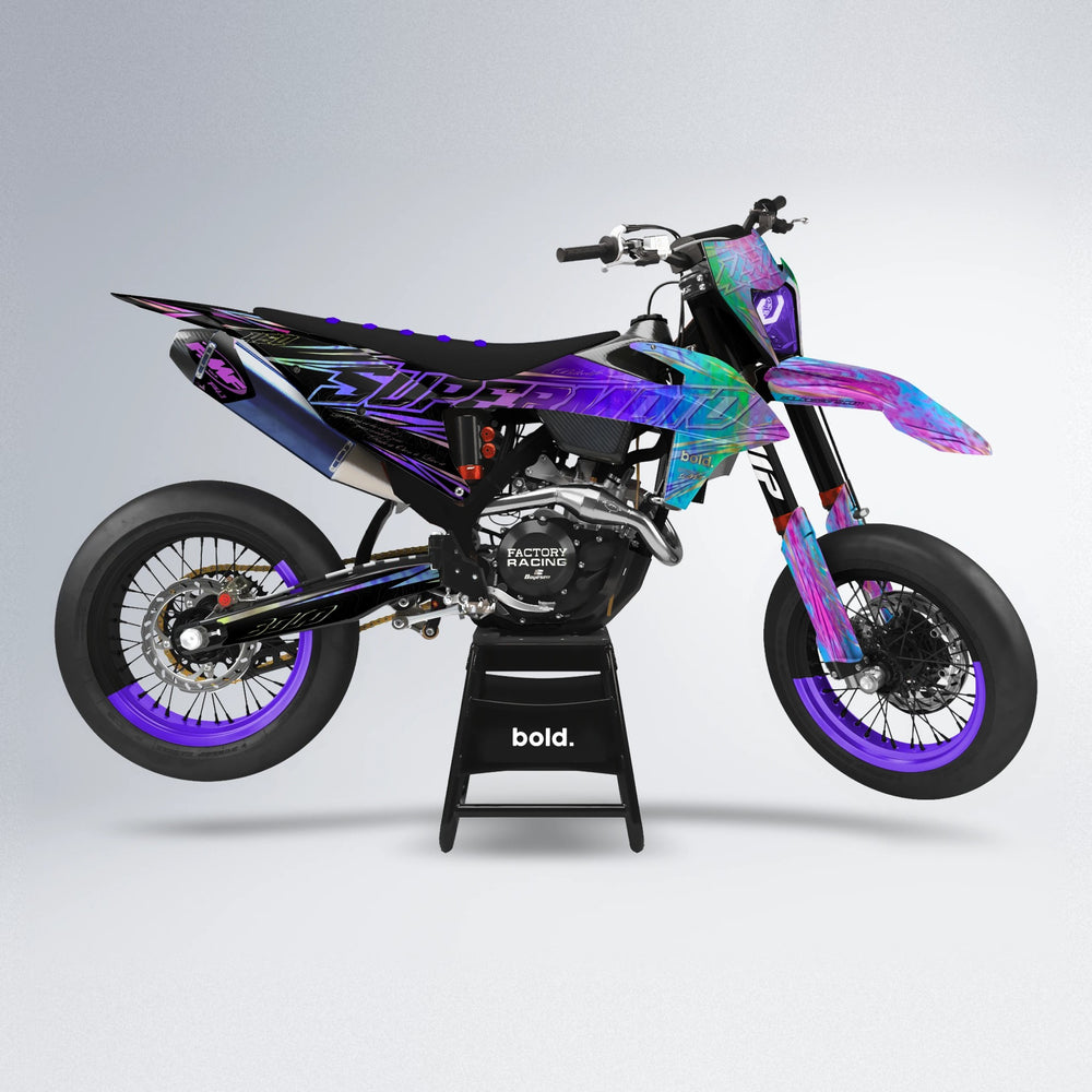 VELOCITY supermoto graphics kit in Purple Holo