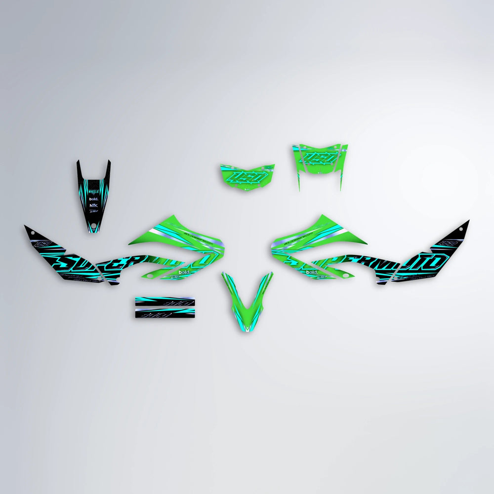 VELOCITY Yamaha WR 125X graphics kit parts layout in Green