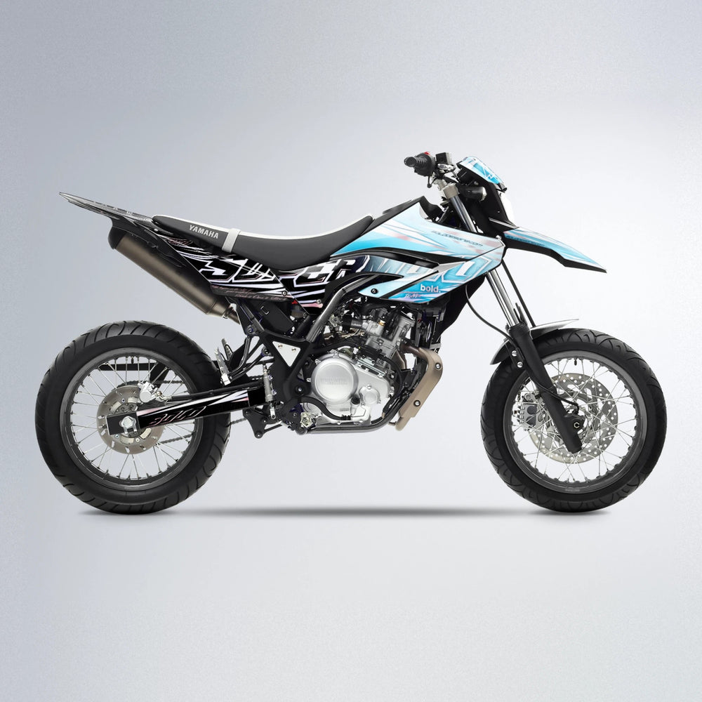 VELOCITY Yamaha WR 125X supermoto graphics kit in Light Blue & White