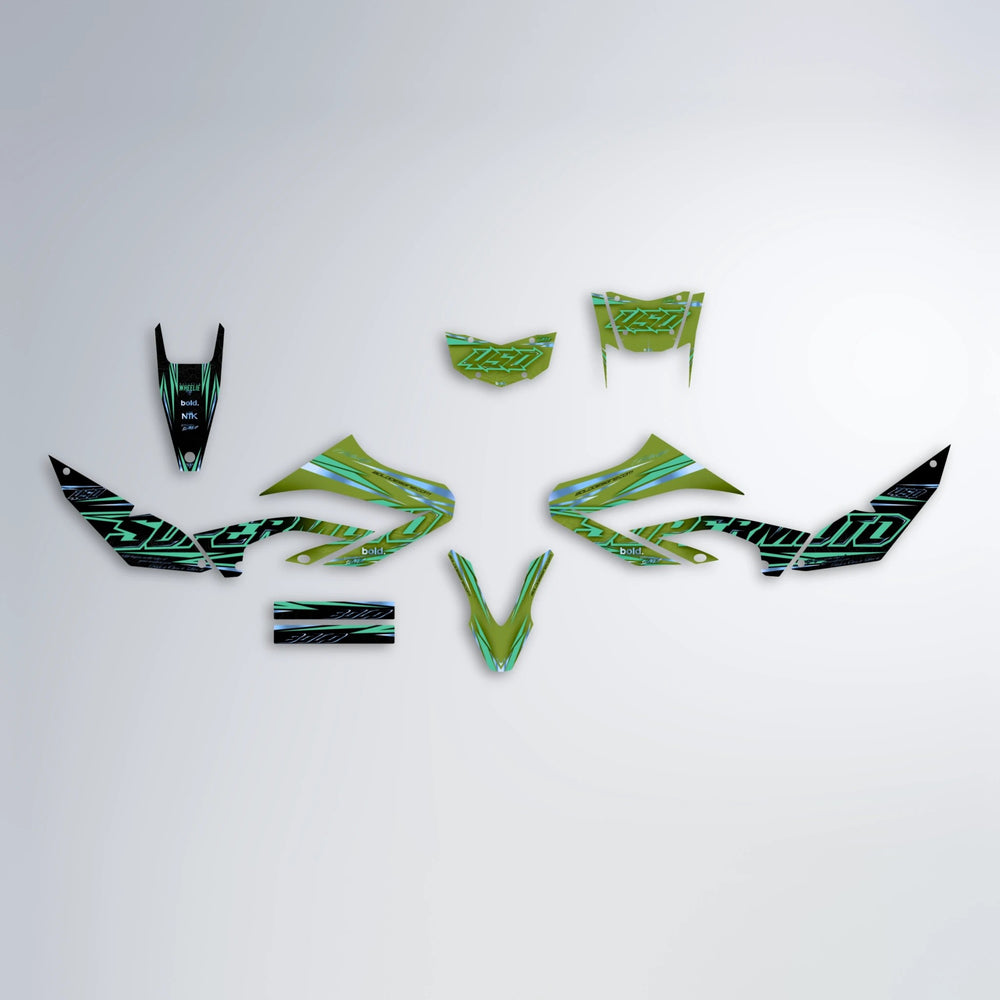 VELOCITY Yamaha WR 125X graphics kit parts layout in Olive