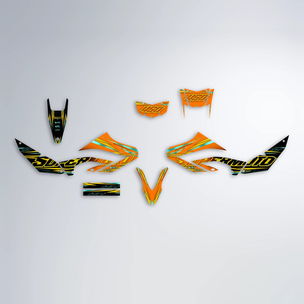VELOCITY Yamaha WR 125X graphics kit parts layout in Orange