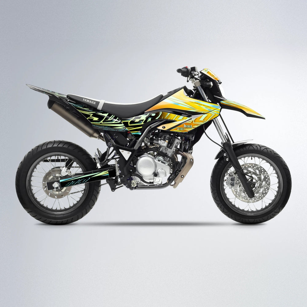VELOCITY Yamaha WR 125X supermoto graphics kit in Orange & Yellow
