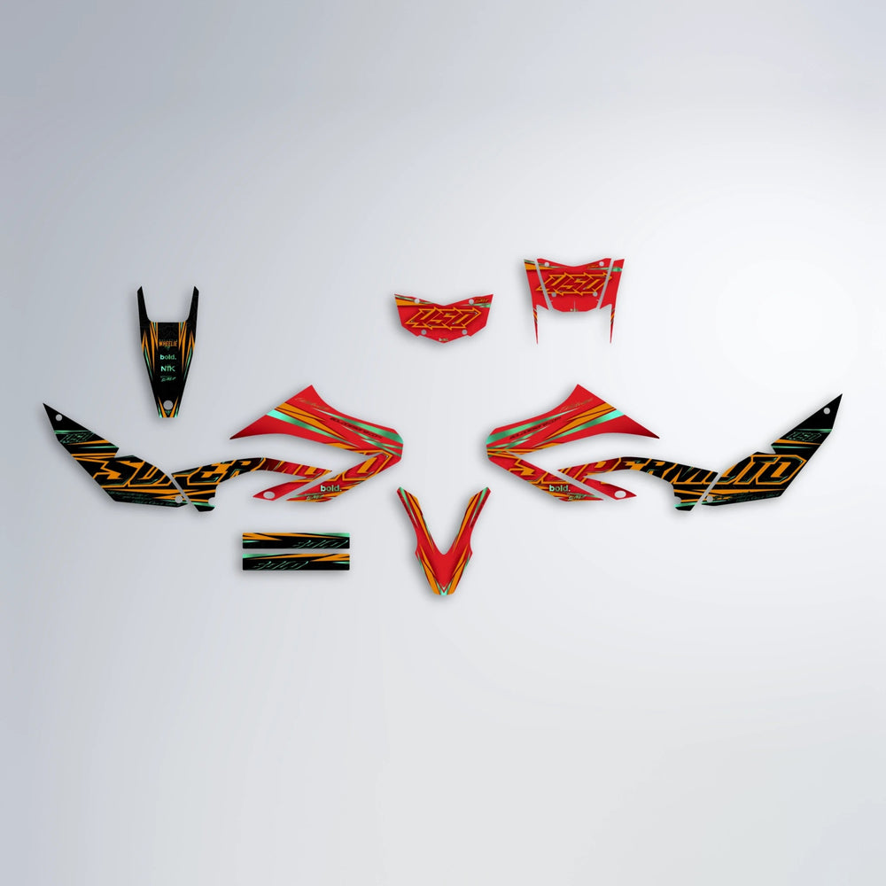 VELOCITY Yamaha WR 125X graphics kit parts layout in Red