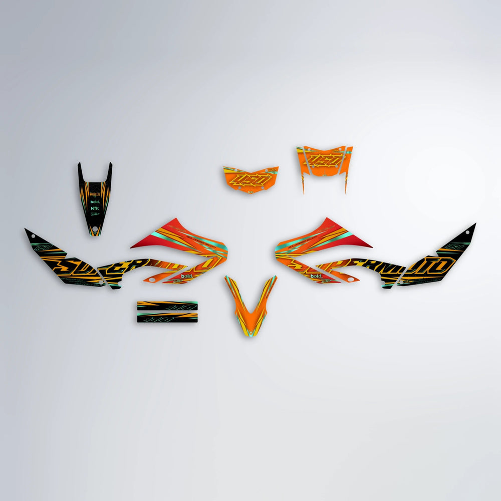 VELOCITY Yamaha WR 125X graphics kit parts layout in Red & Orange