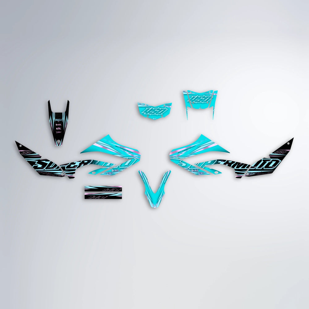 VELOCITY Yamaha WR 125X graphics kit parts layout in Teal