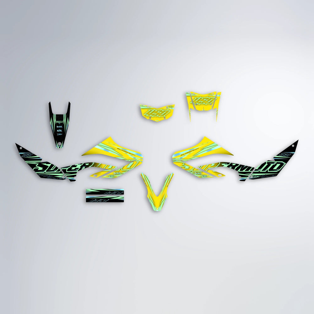 VELOCITY Yamaha WR 125X graphics kit parts layout in Yellow