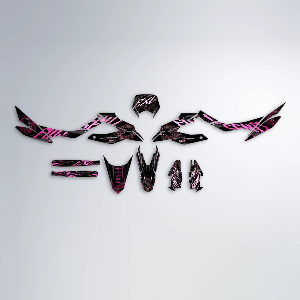 VENOM Aprilia SX 125 graphics kit parts layout in Flamingo