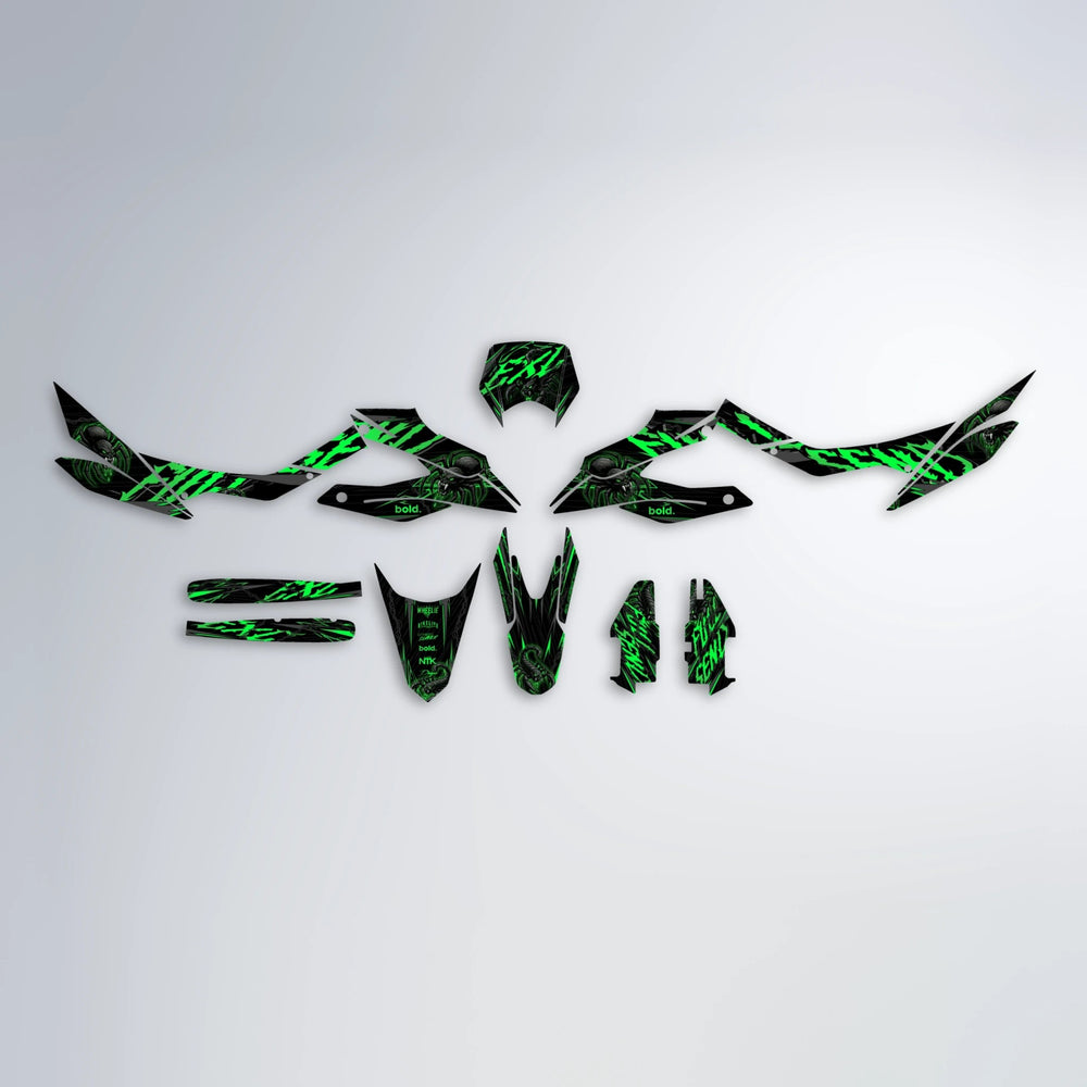 VENOM Aprilia SX 125 graphics kit parts layout in Green