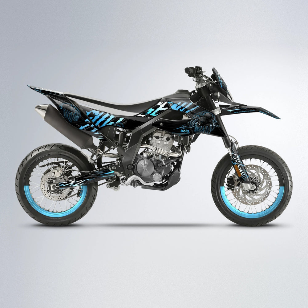 VENOM Aprilia SX 125 supermoto graphics kit in Light Blue & White