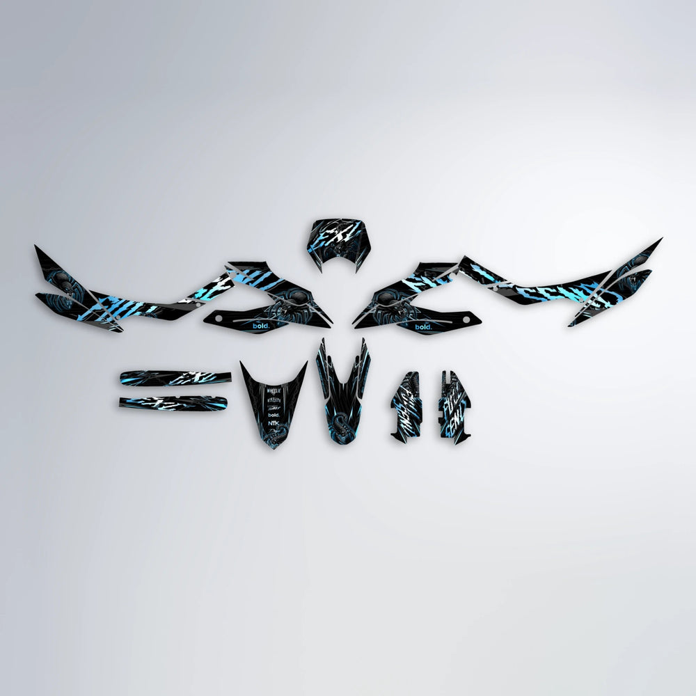 VENOM Aprilia SX 125 graphics kit parts layout in Light Blue & White