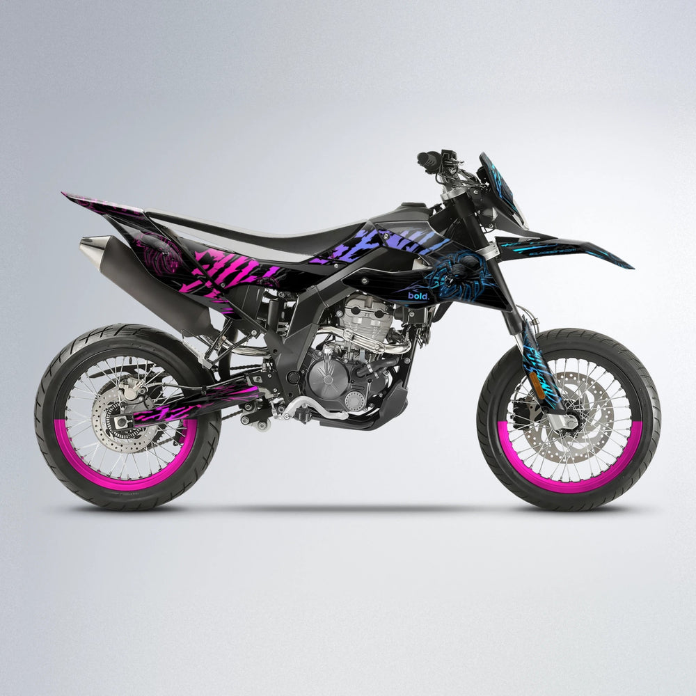 VENOM Aprilia SX 125 supermoto graphics kit in Pink & Light Blue