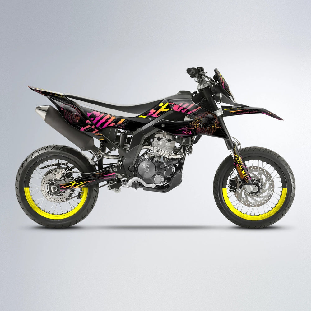 VENOM Aprilia SX 125 supermoto graphics kit in Pink & Yellow