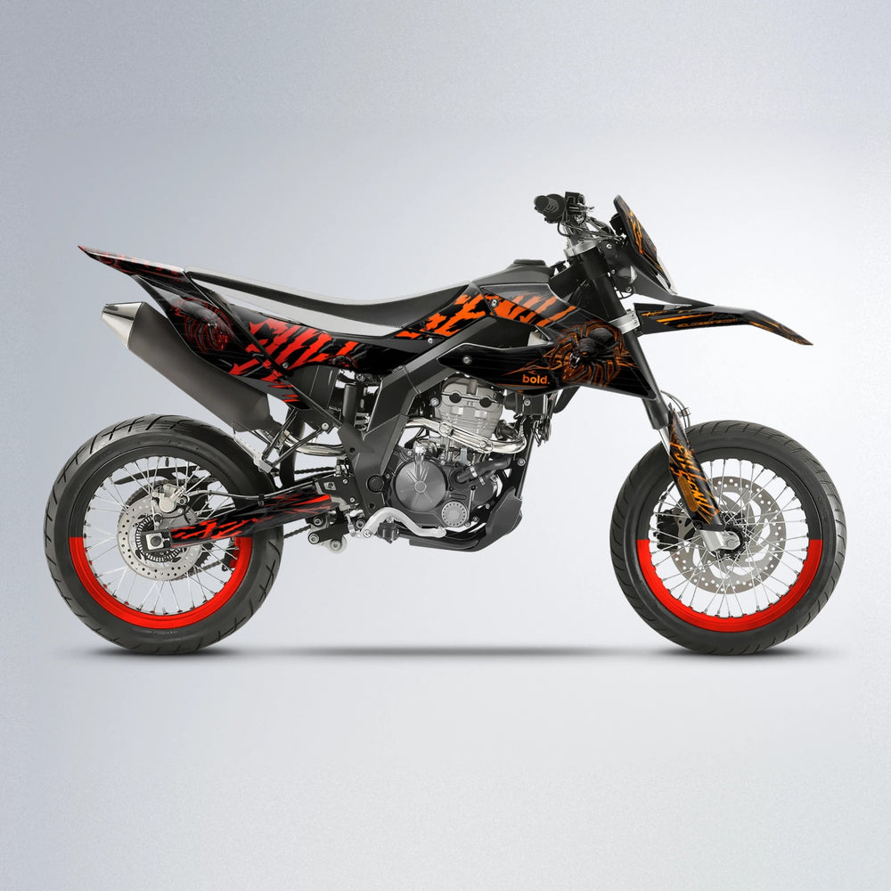 VENOM Aprilia SX 125 supermoto graphics kit in Red & Orange