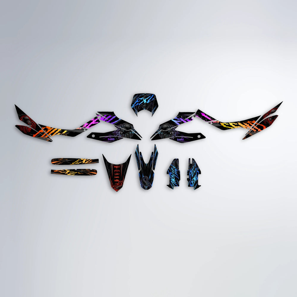 VENOM Aprilia SX 125 graphics kit parts layout in Sunset Fade