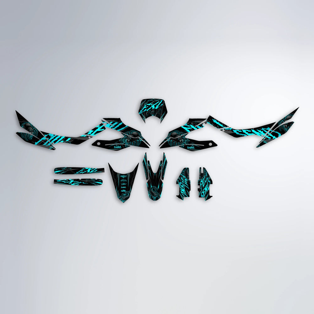 VENOM Aprilia SX 125 graphics kit parts layout in Teal