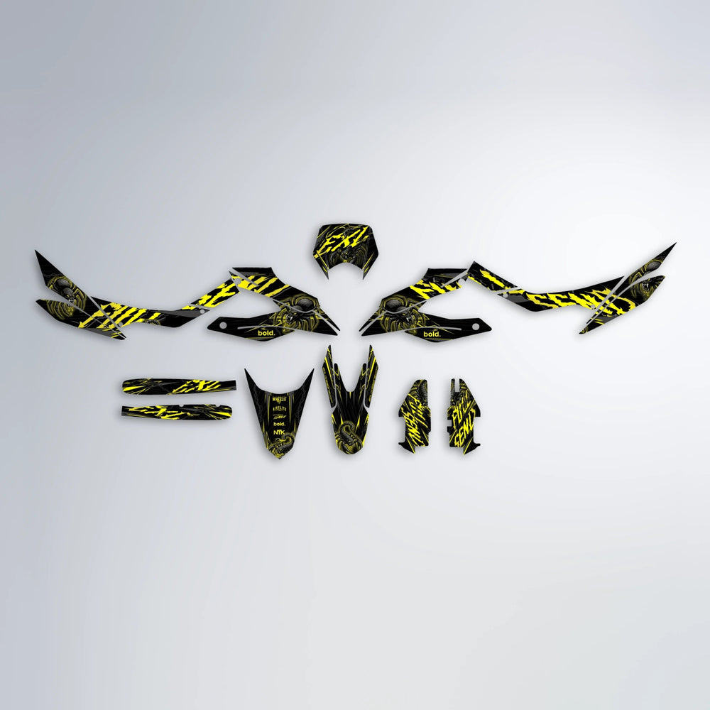 VENOM Aprilia SX 125 graphics kit parts layout in Yellow