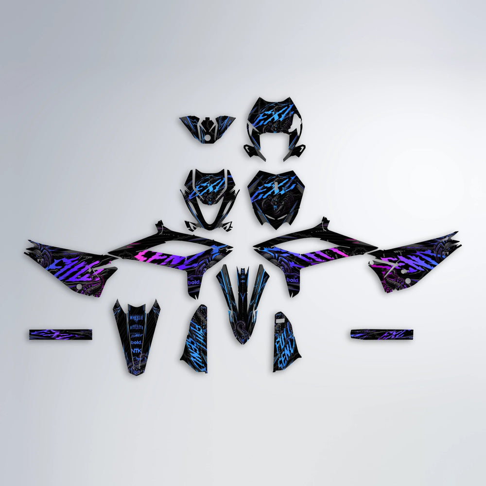 VENOM Beta graphics kit parts layout in Blue Purple Fade
