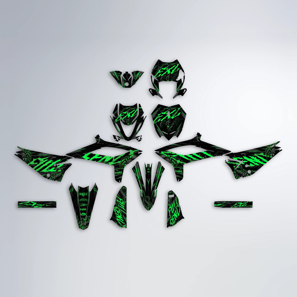 VENOM Beta graphics kit parts layout in Green