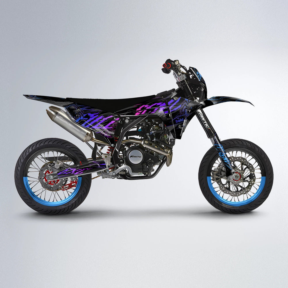 VENOM Fantic supermoto graphics kit in Blue Purple Fade