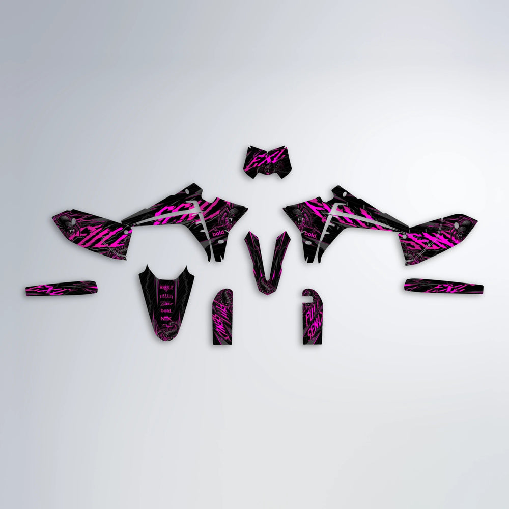 VENOM Fantic graphics kit parts layout in Pink
