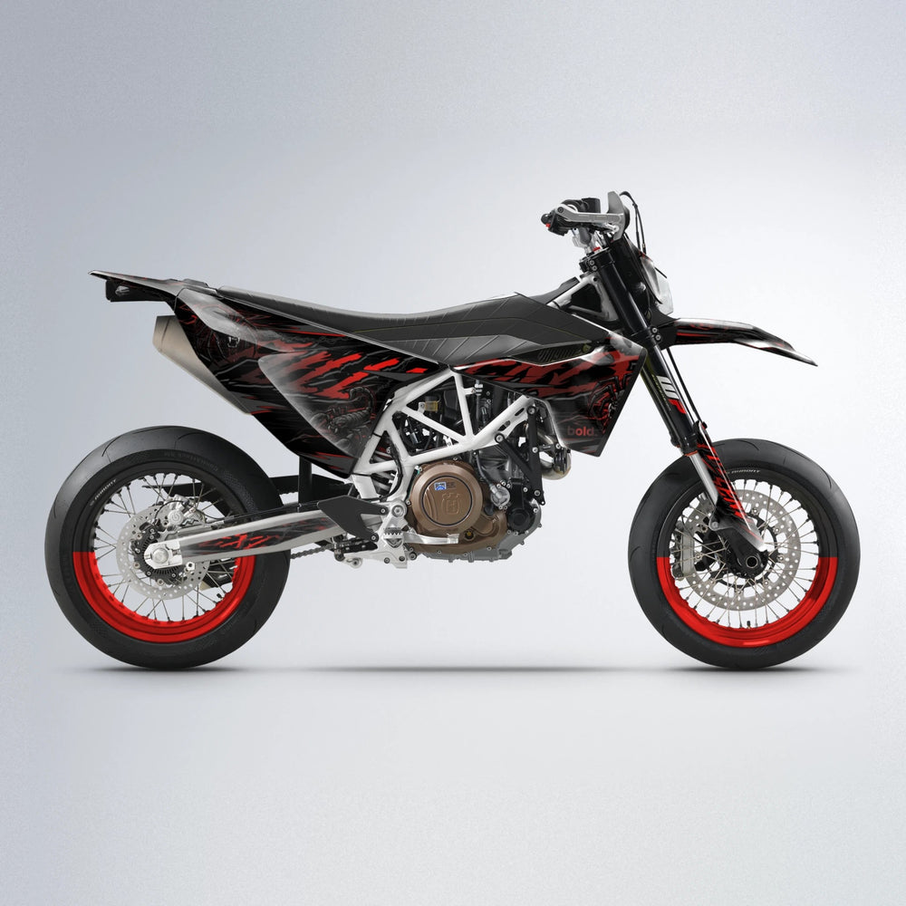 VENOM Husqvarna 701 supermoto graphics kit in Black & Red