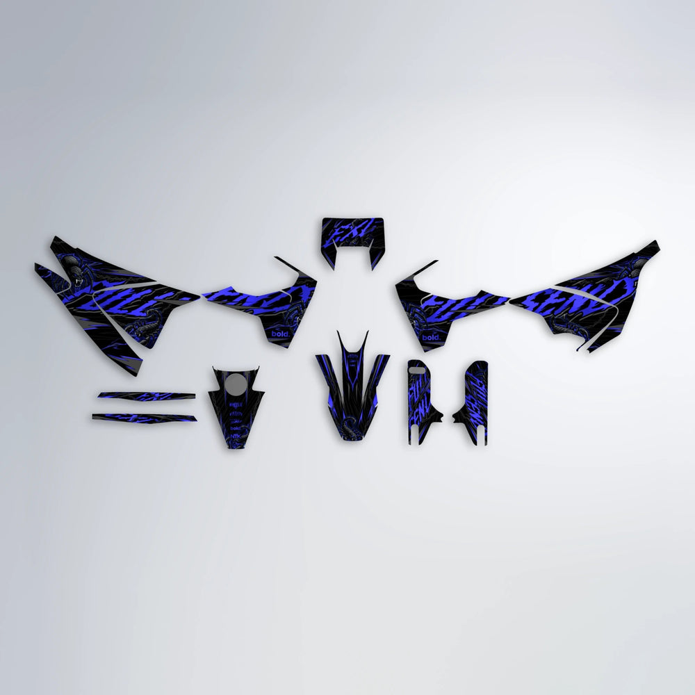 VENOM Husqvarna 701 graphics kit parts layout in Blue