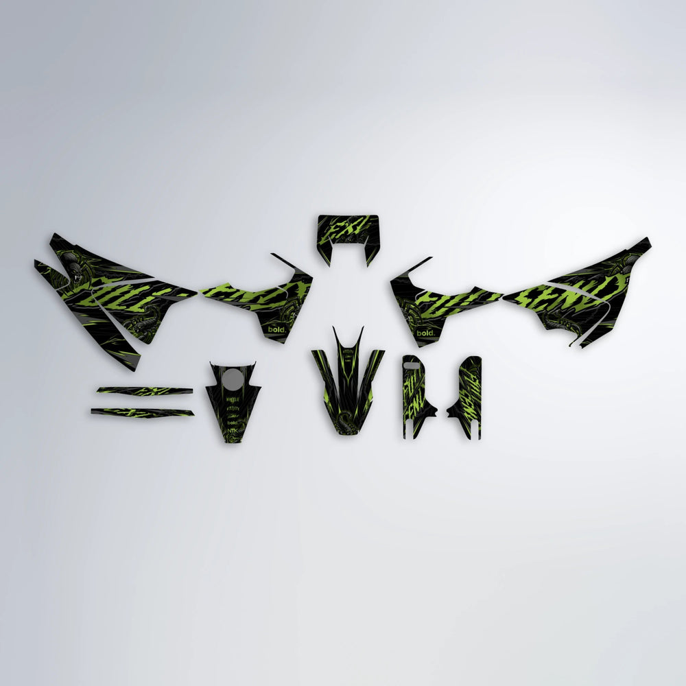 VENOM Husqvarna 701 graphics kit parts layout in Olive