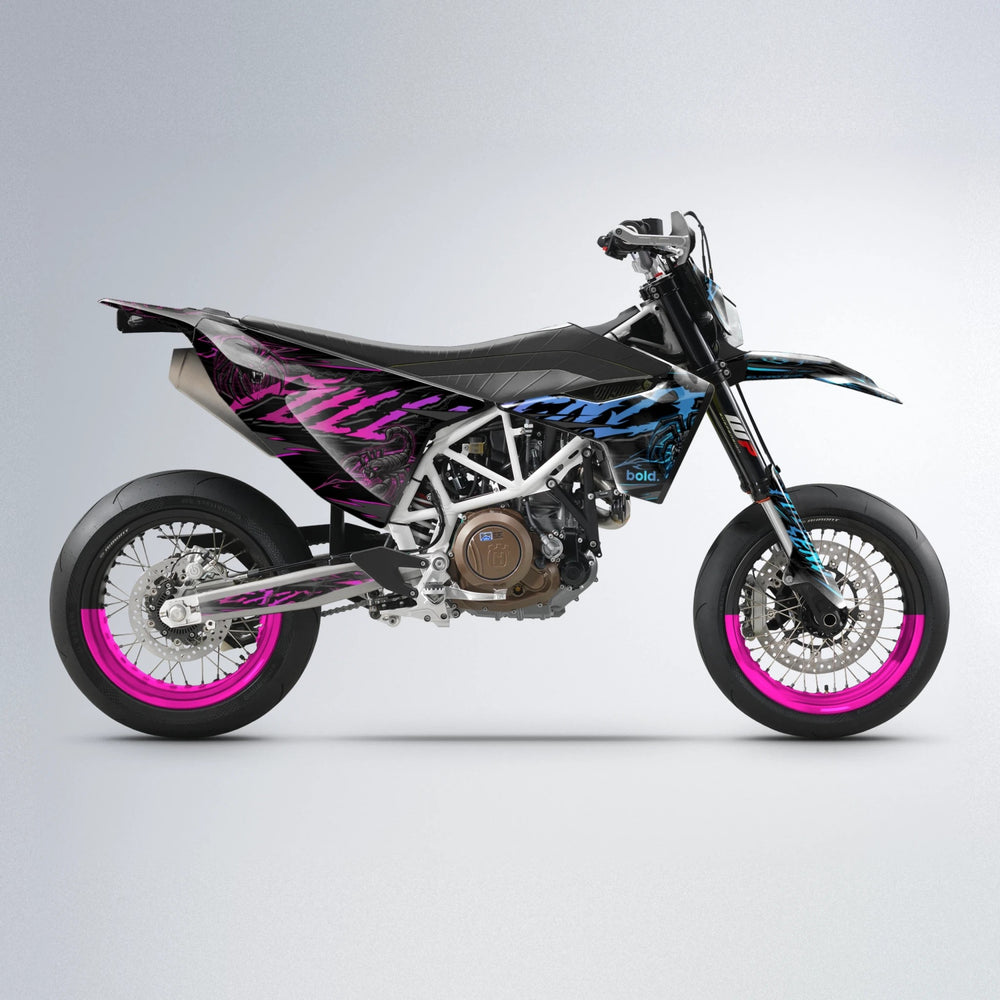 VENOM Husqvarna 701 supermoto graphics kit in Pink & Light Blue