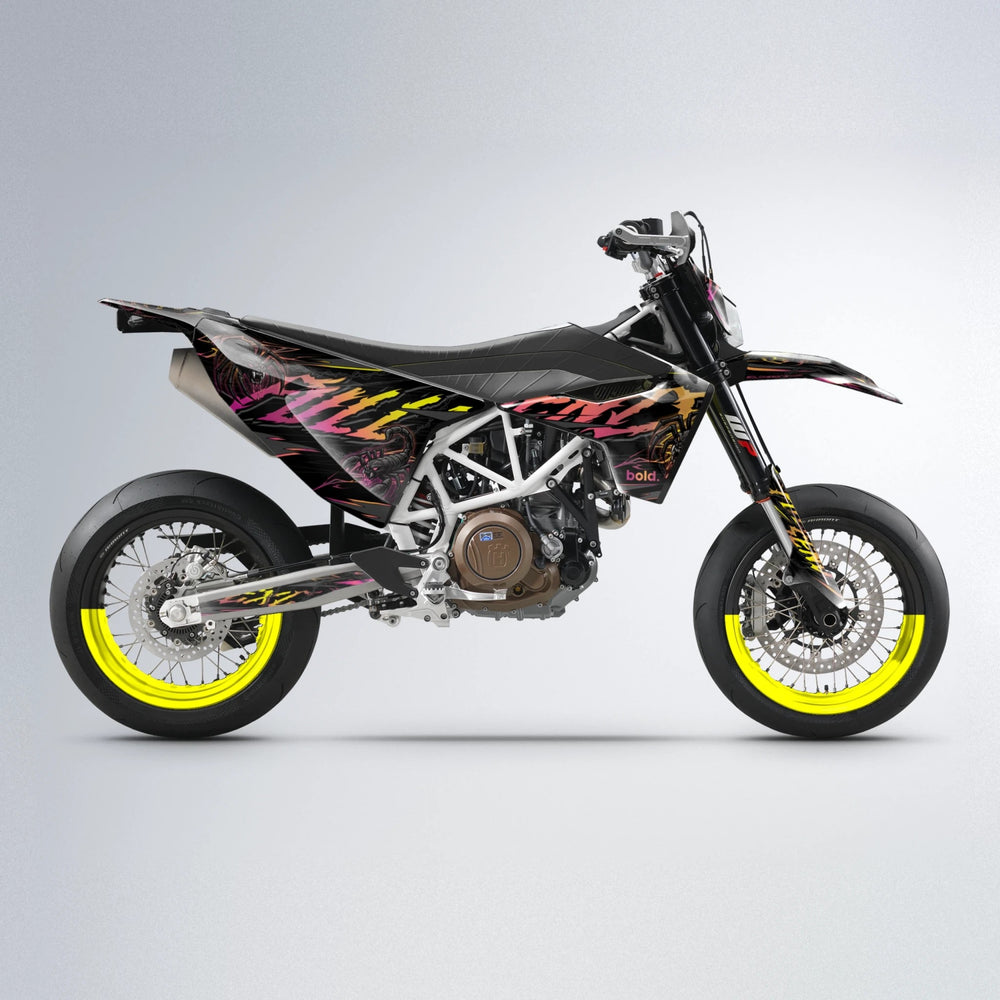 VENOM Husqvarna 701 supermoto graphics kit in Pink & Yellow