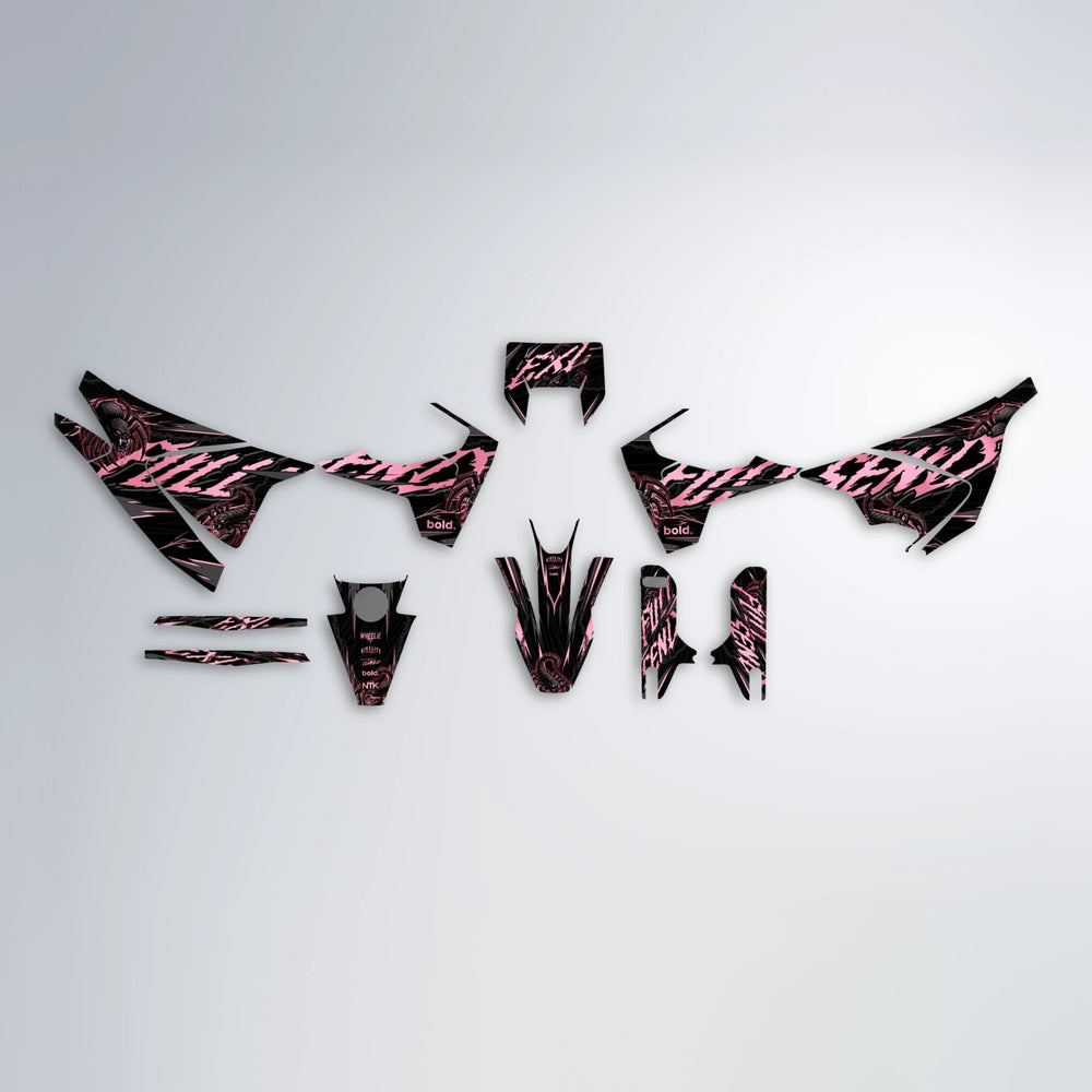 VENOM Husqvarna 701 graphics kit parts layout in Sakura Pink
