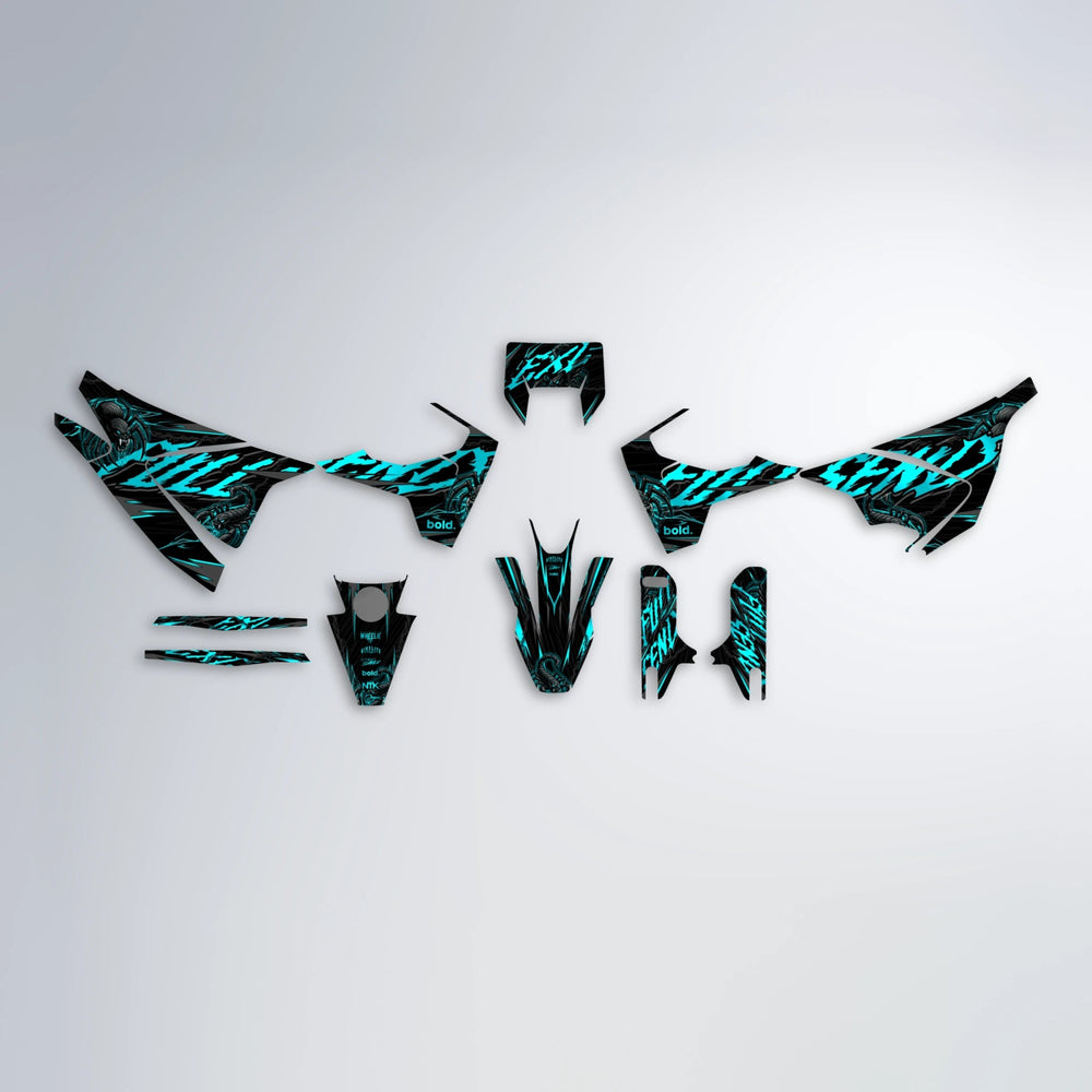 VENOM Husqvarna 701 graphics kit parts layout in Teal
